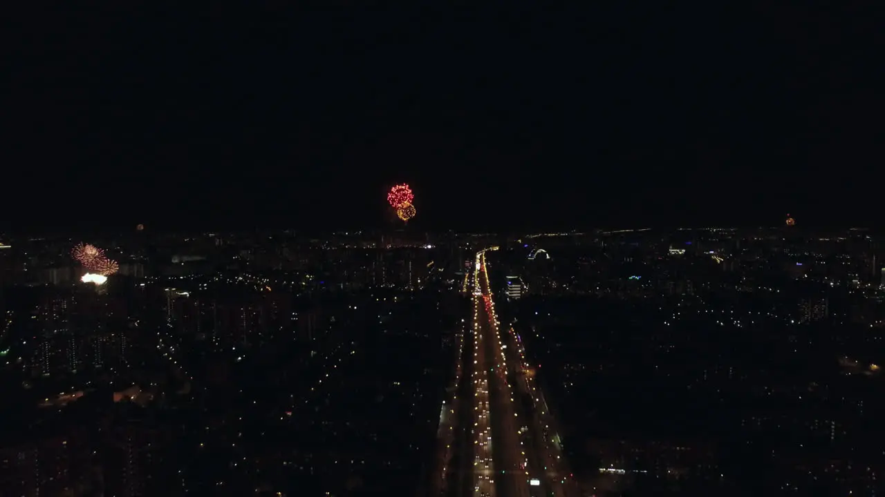 Aerial night view of the Leninsky Avenue Moscow Russia