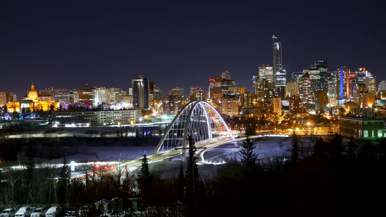 Time-lapse Of Edmonton Cityscape At Night