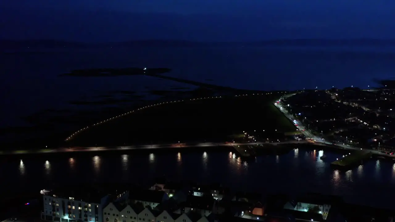 Aerial shot of Galway at night