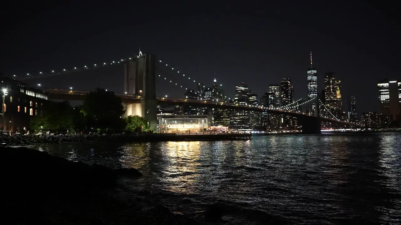 The Brooklyn Bridge from Brooklyn at night