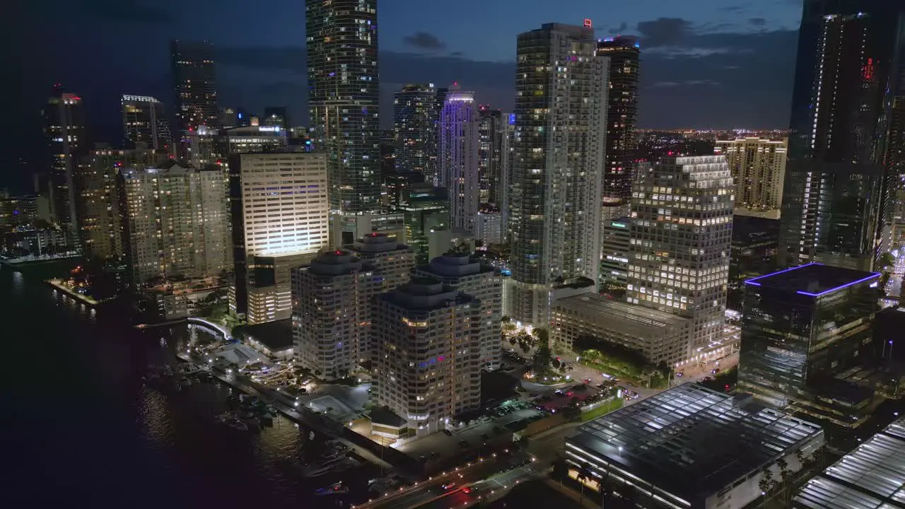 Miami downtown on waterfront at night