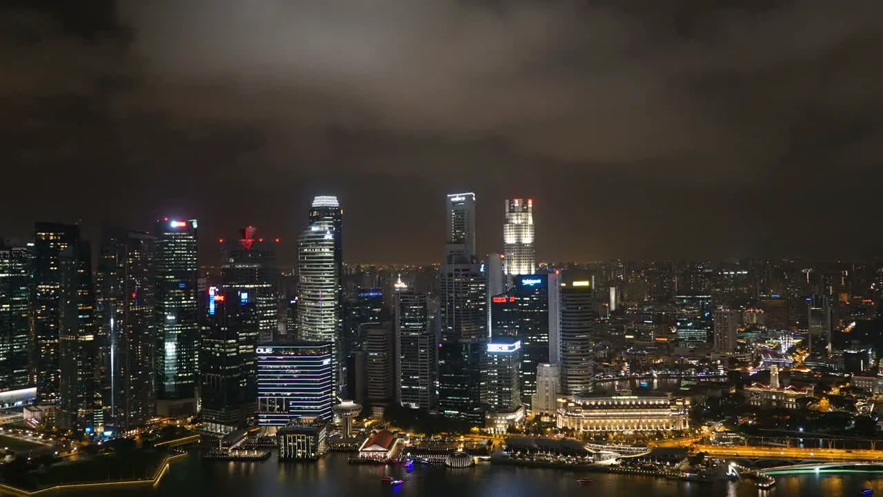 Singapore Circa Time lapse aerial view of Singapore city during night