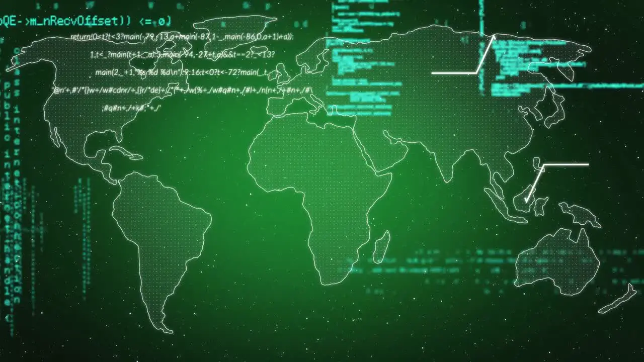 Animación De La Interfaz Que Muestra El Mapa Mundial Con Datos E Información En Verde