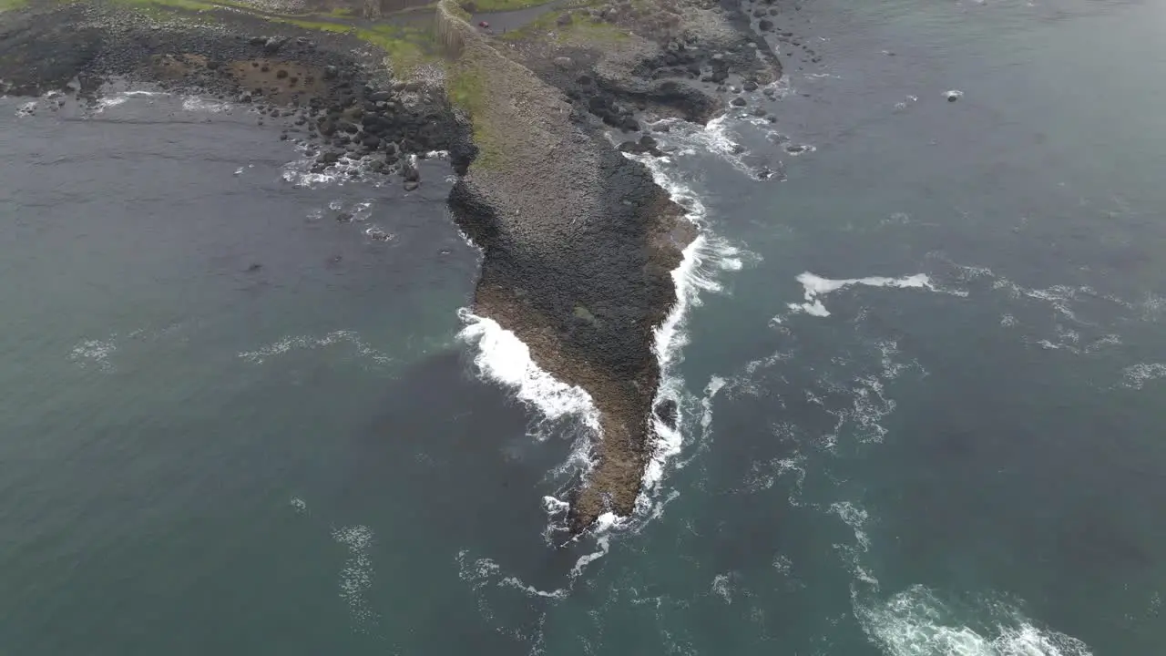 Drone shot of the Giant's Causeway in Northern Ireland