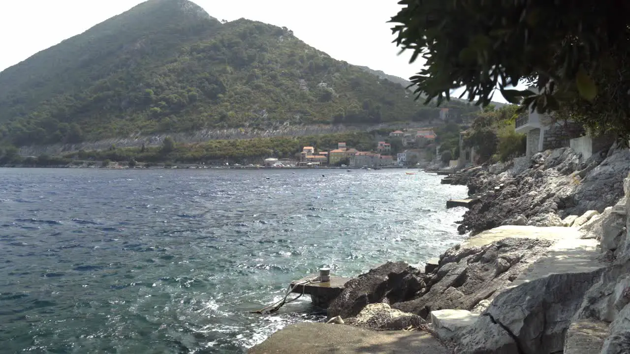 Waves hitting the shore along Sobra on Mljet Island in Croatia in the Adriatic Sea