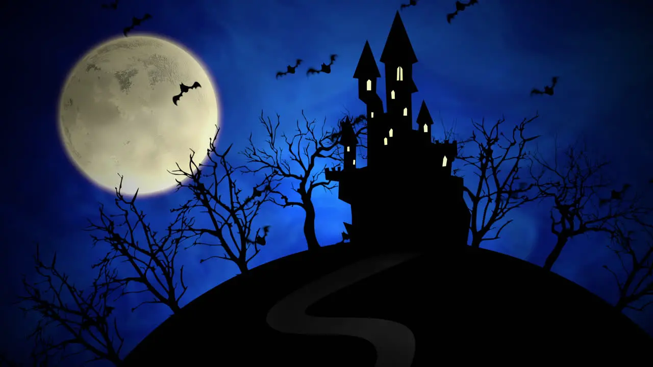 Halloween background animation with castle and moon 2