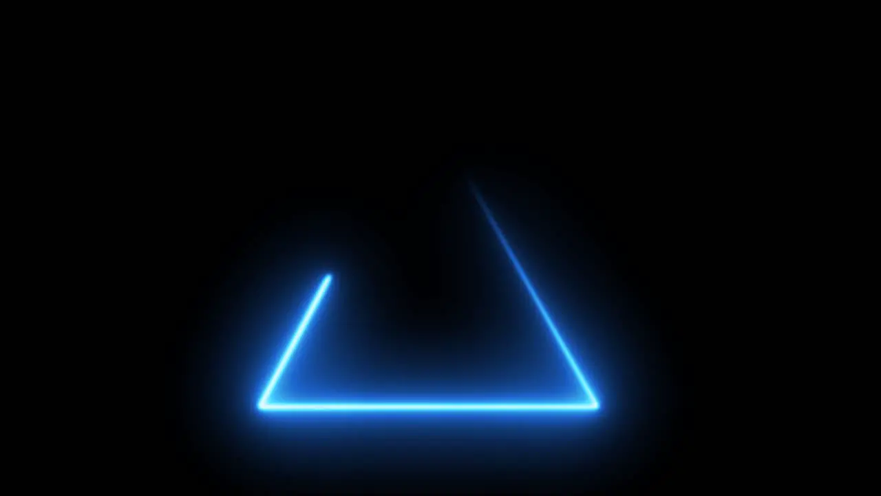 Neon light glowing triangle frame blue light