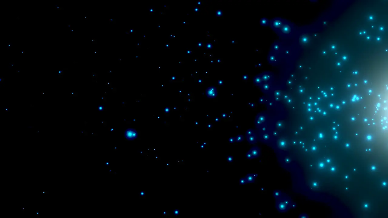 Motion blue particles and stars in galaxy 1