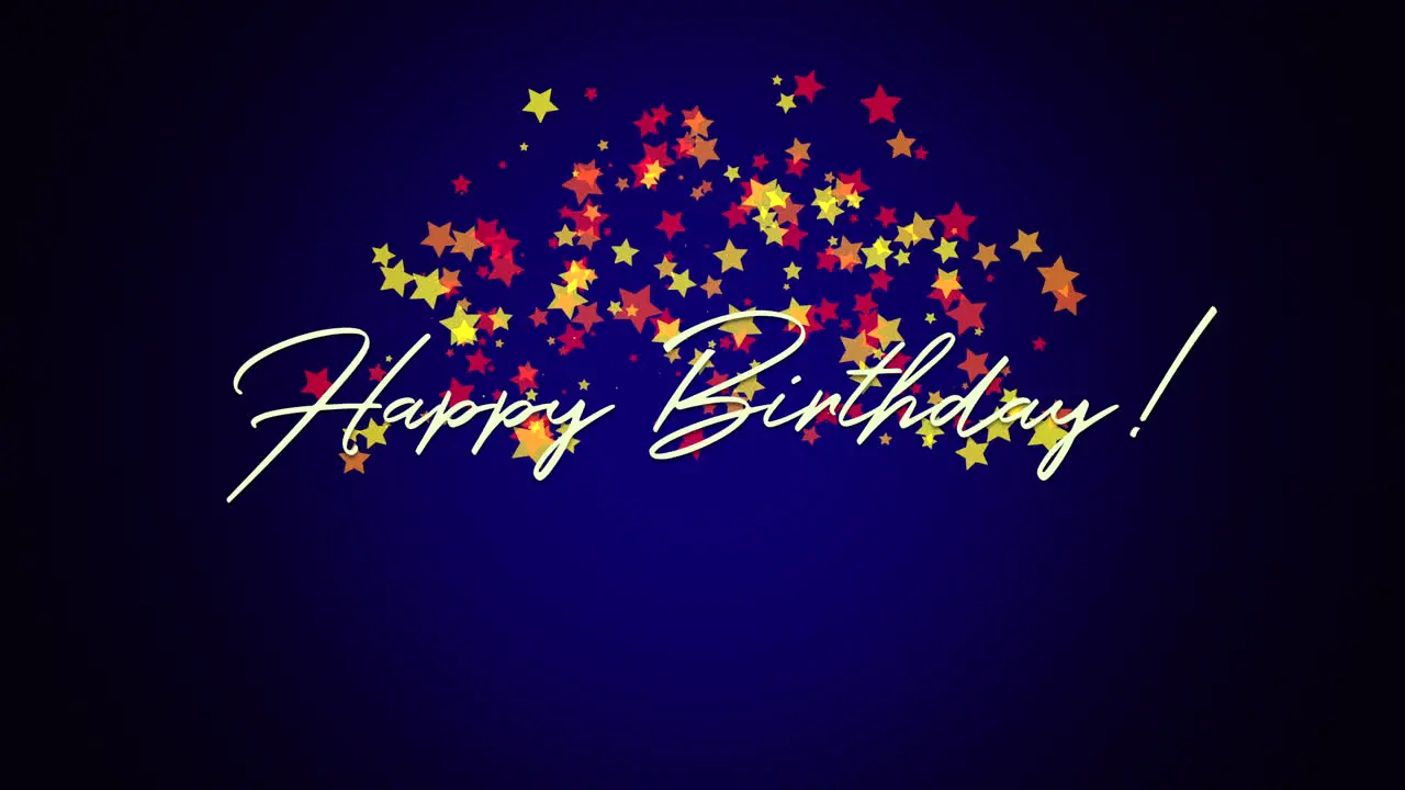 Animated closeup Happy Birthday text on blue background