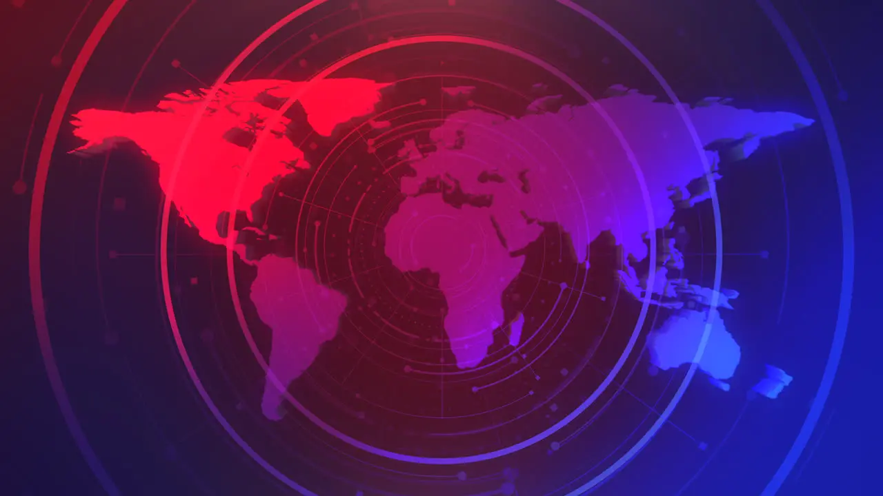 News intro graphic animation with grid and world map