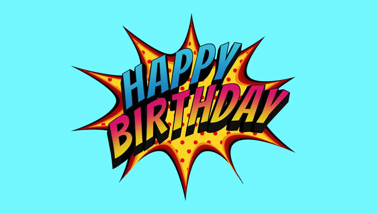 Animated closeup Happy Birthday text on holiday background 11