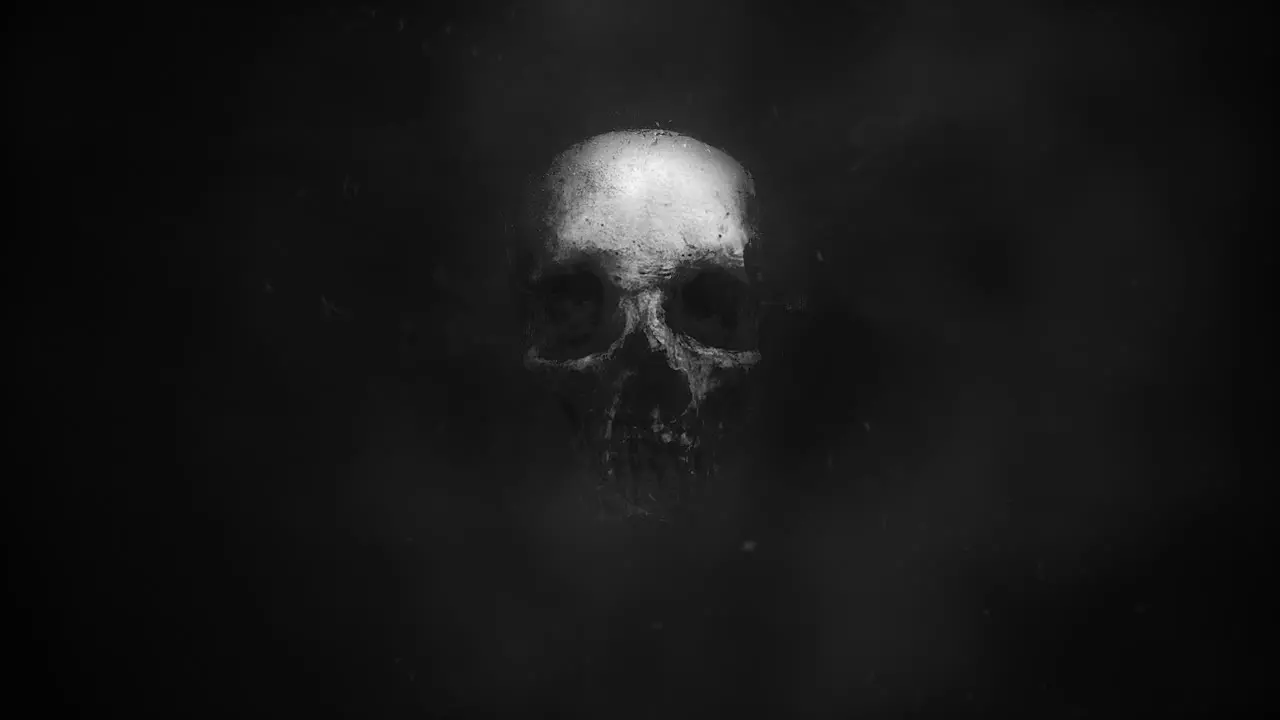 Dark skull on mystical horror background abstract backdrop