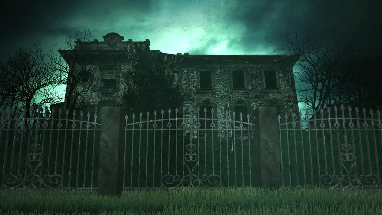 Mystical horror background with the house and moon 4