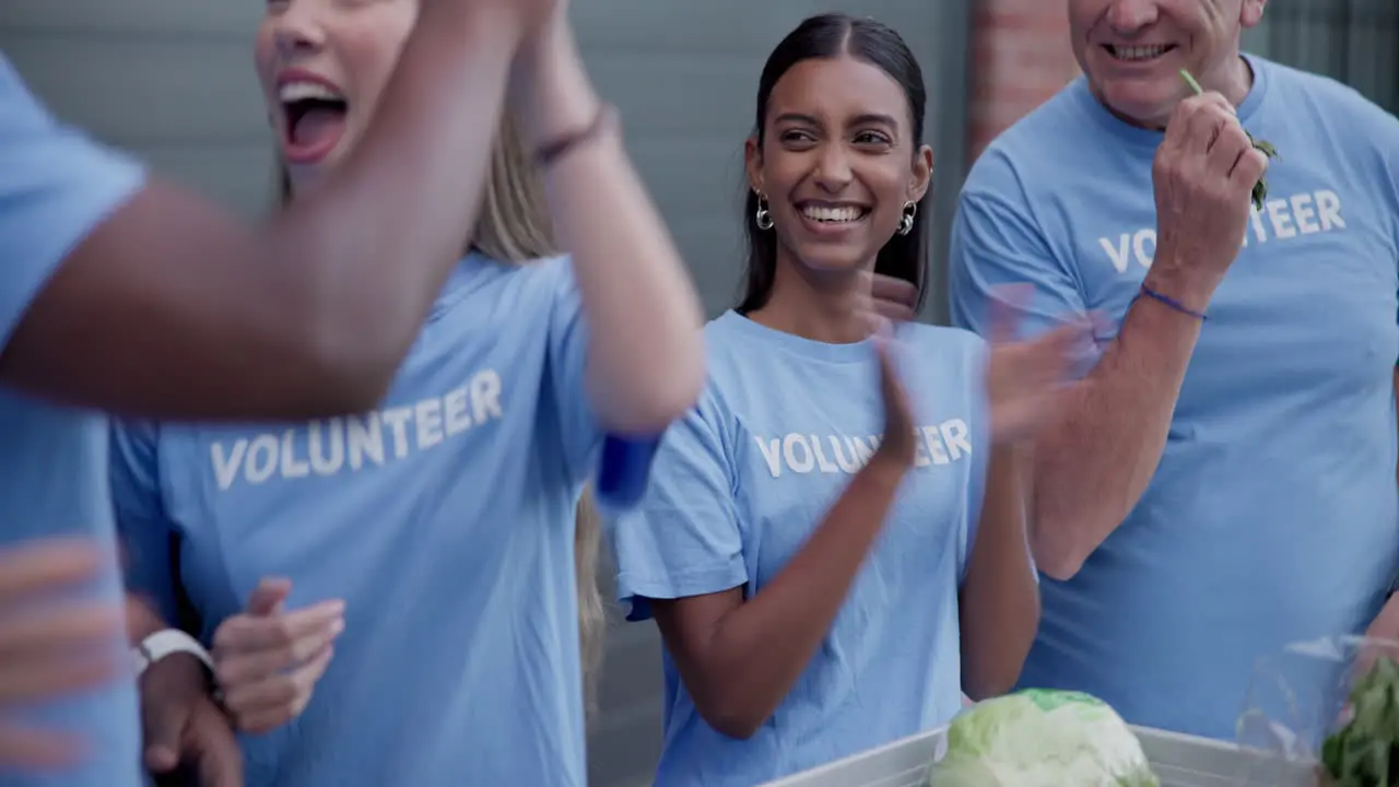 Volunteer smile celebration applause