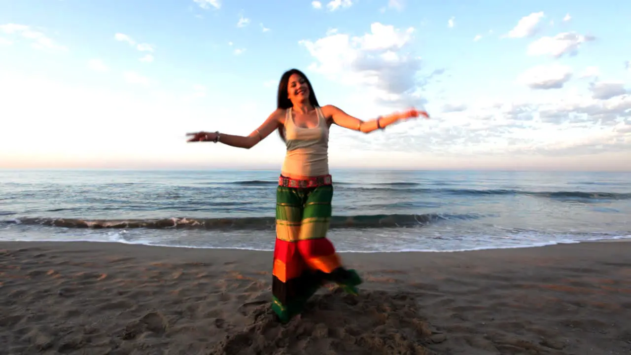 Woman on Beach Dancing 01