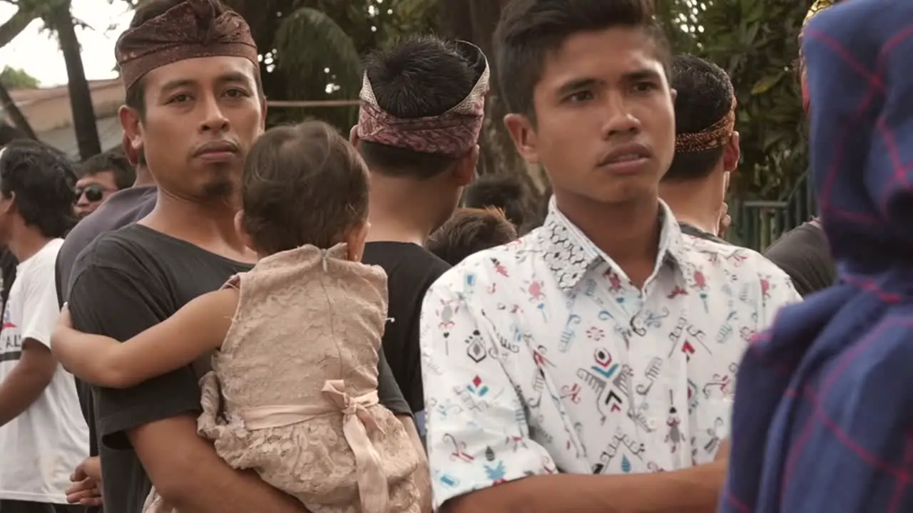 Panning Along an Indonesian Wedding Procession