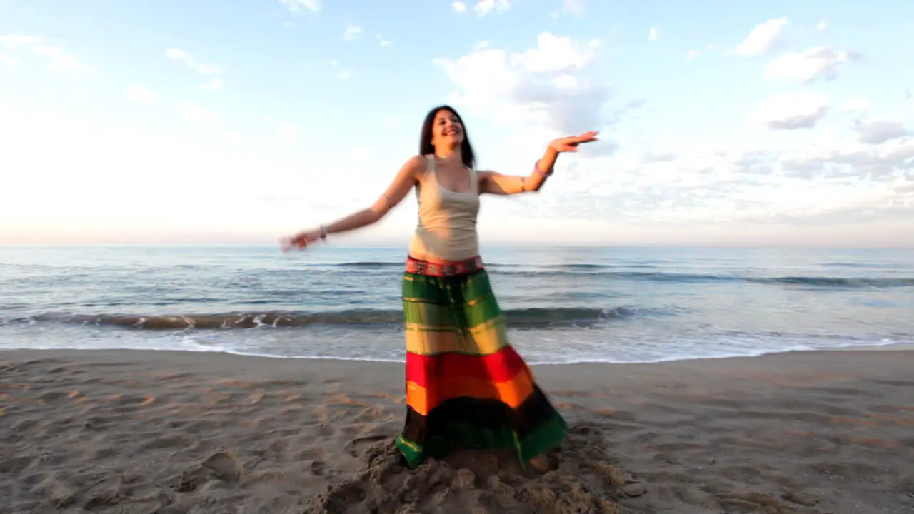 Woman on Beach Dancing 00