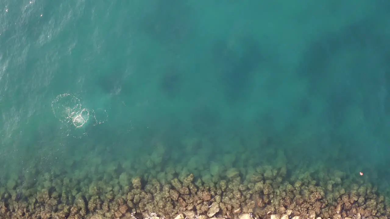 A beautiful view of the blue sea and the diver