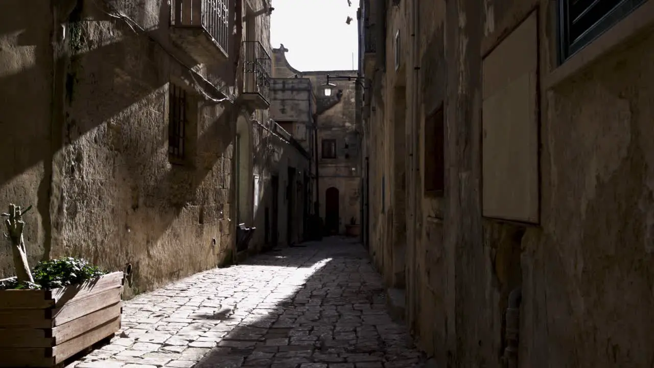 Matera Italy Alley with sun beam