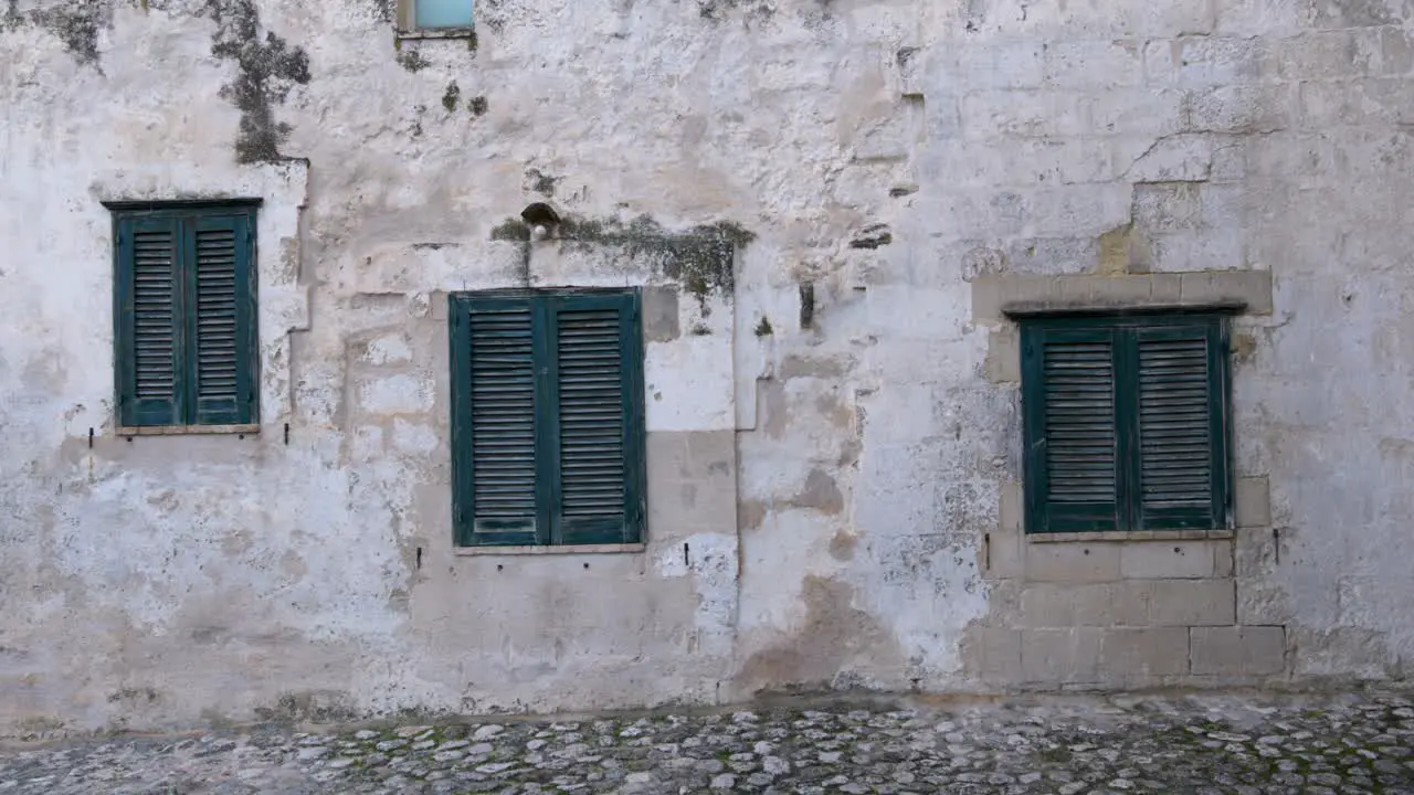 Matera Itlay three green windows