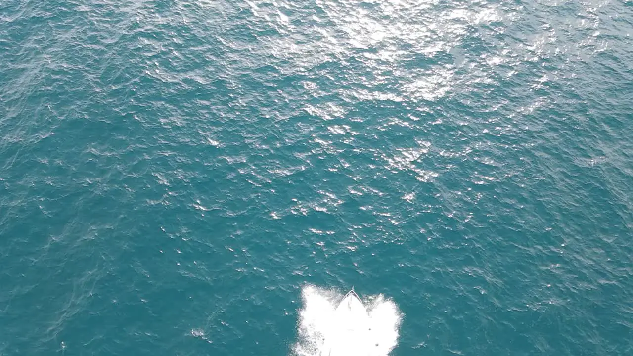 Aerial views of boats sailing in the coast nearby Barcelona