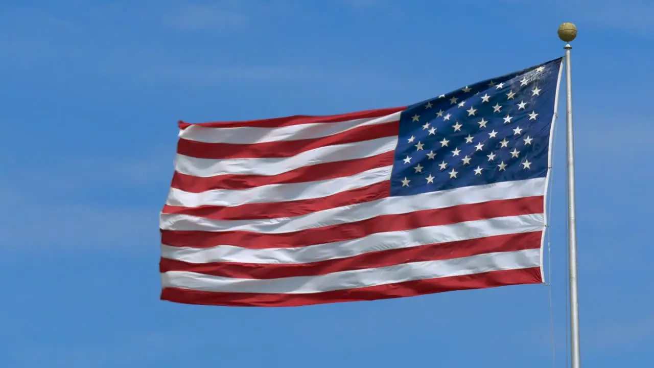 USA Flag Flying in Harsh Wind