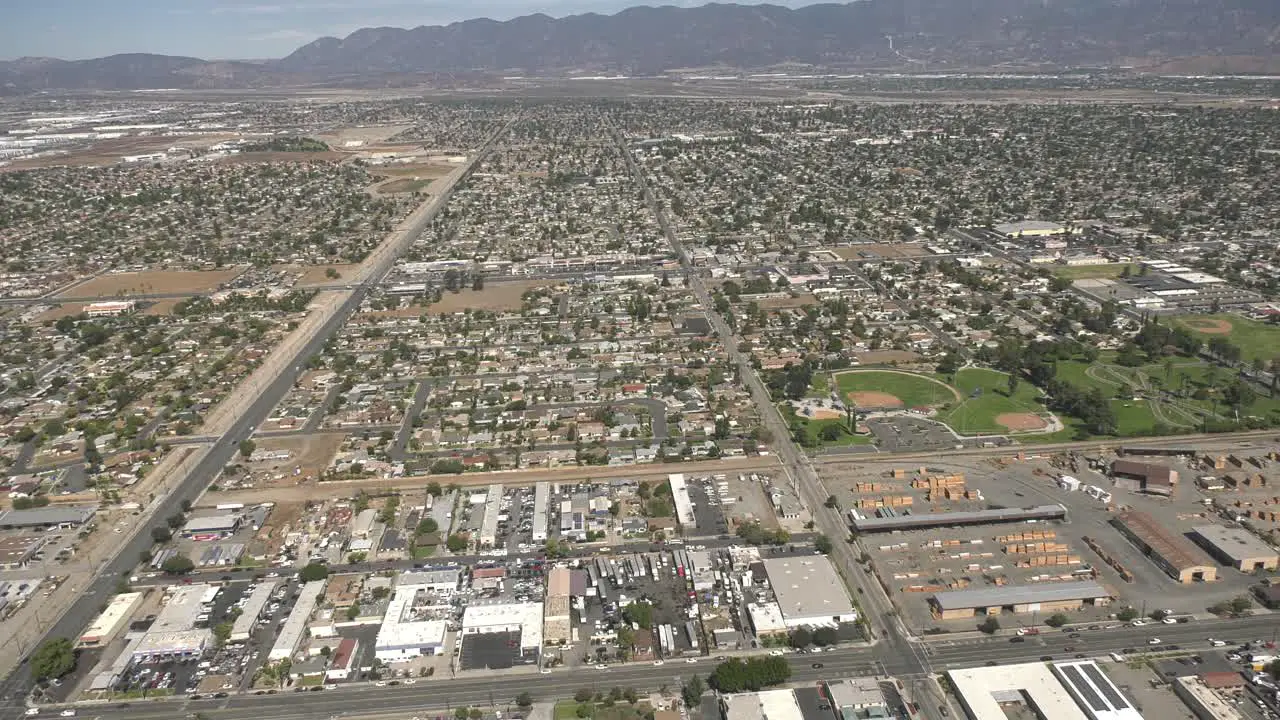 view from a helicopter flying over city