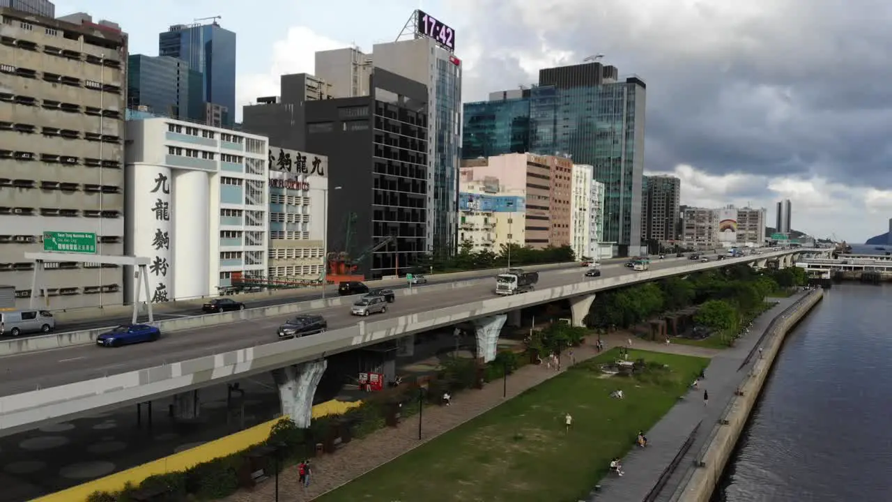 Drone footage from Kwun Tong in Hong Kong