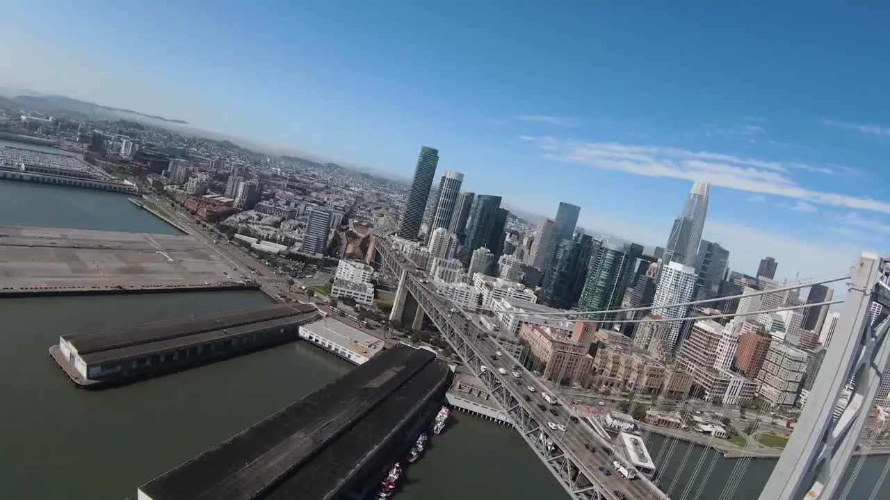 Aerial View Bay Bridge and San Francisco City