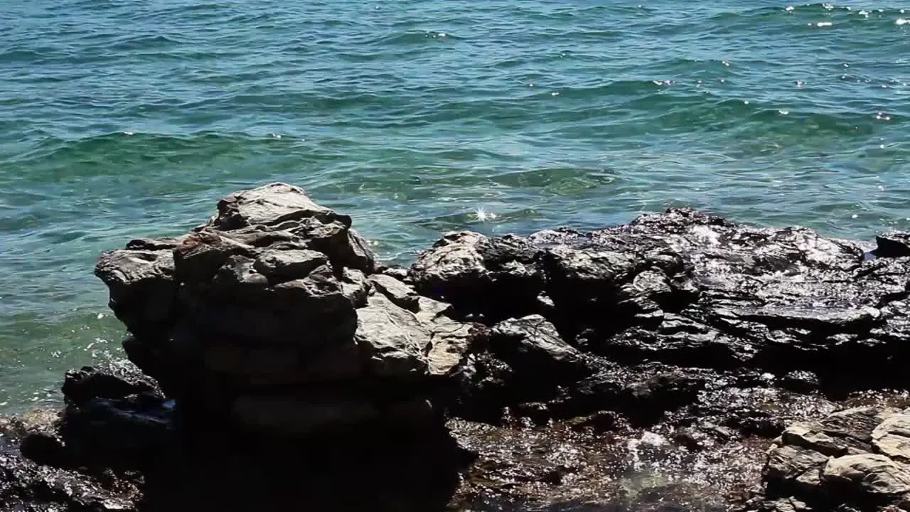 Sea Waves Hitting Black Rock