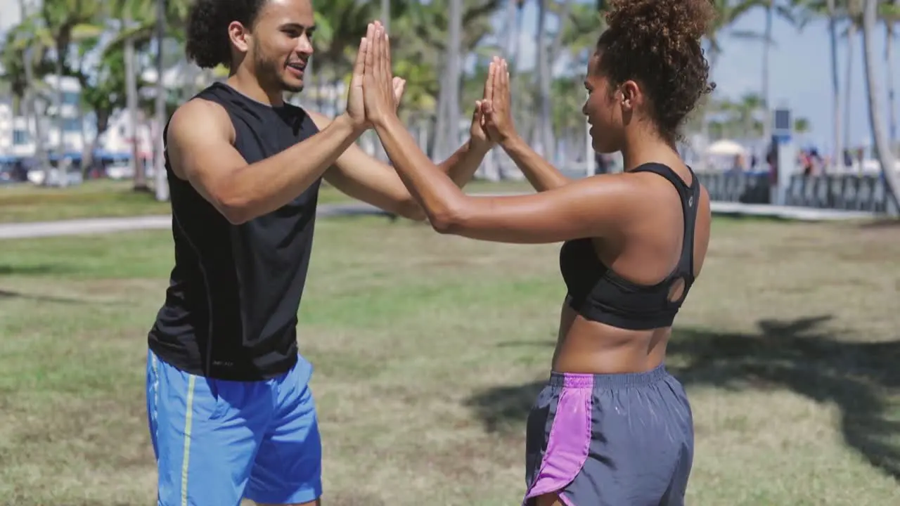 Couple knee bending and working out