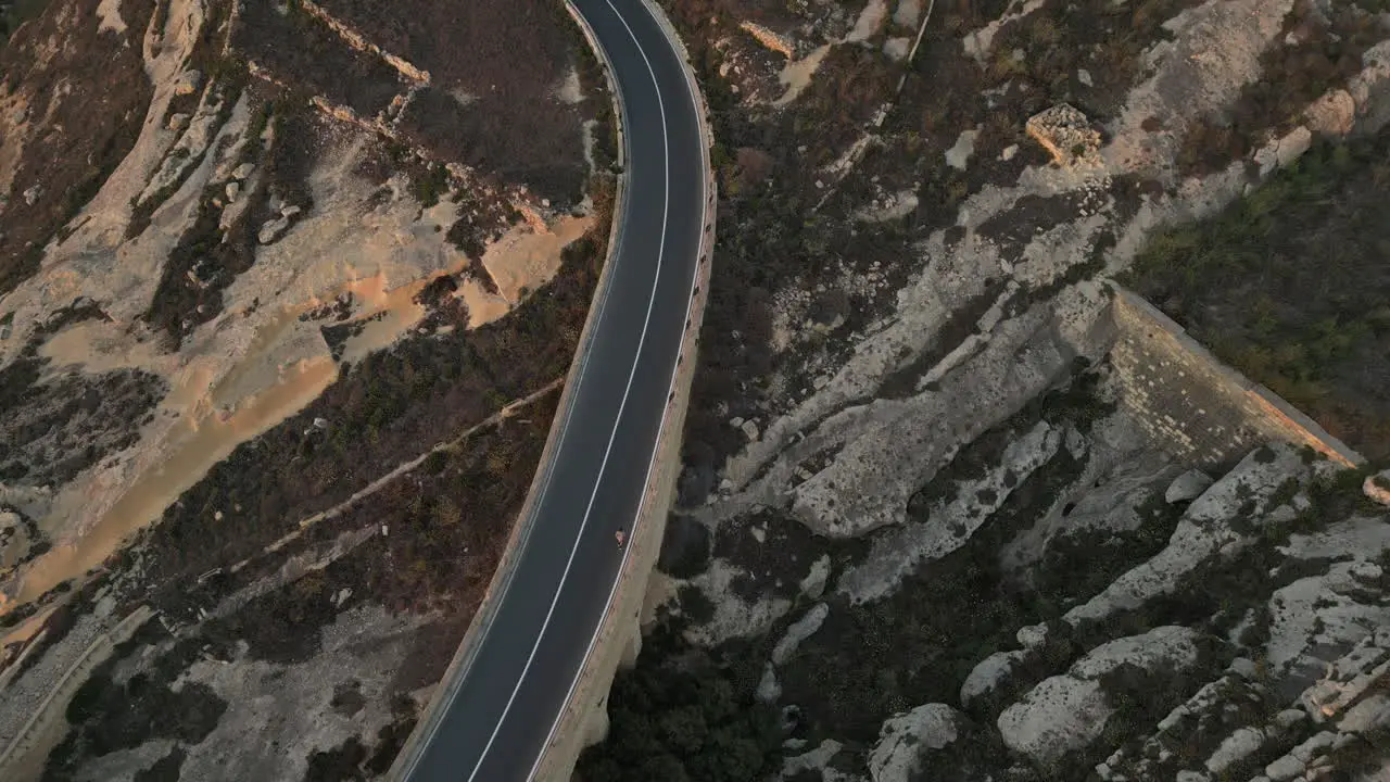 Aerial Footage of a runner jogging across the country