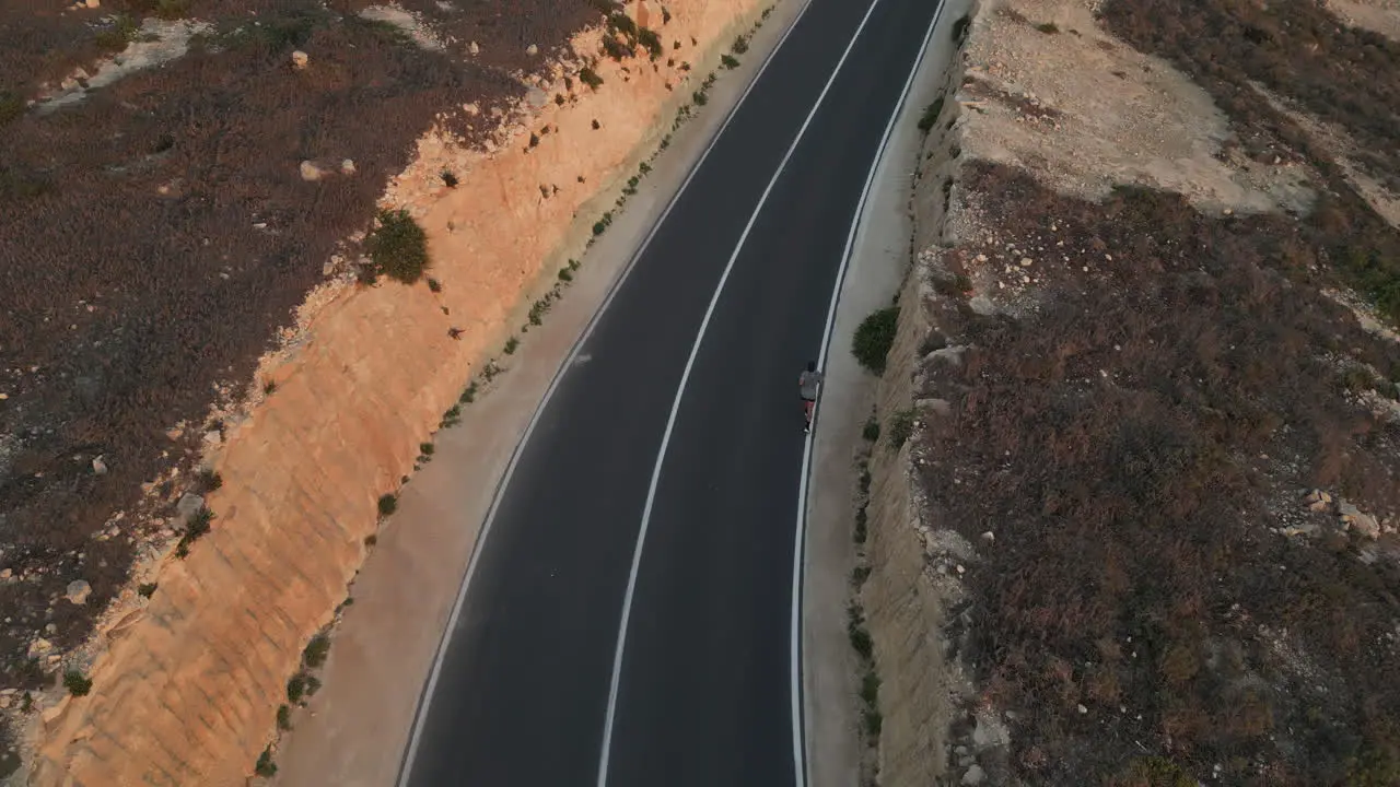 Aerial Top View Of A Man Running jogging man