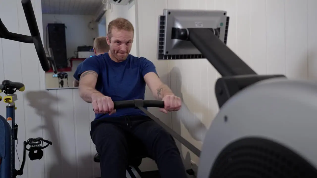 Dynamic Home Gym Rowing Close-Up Action