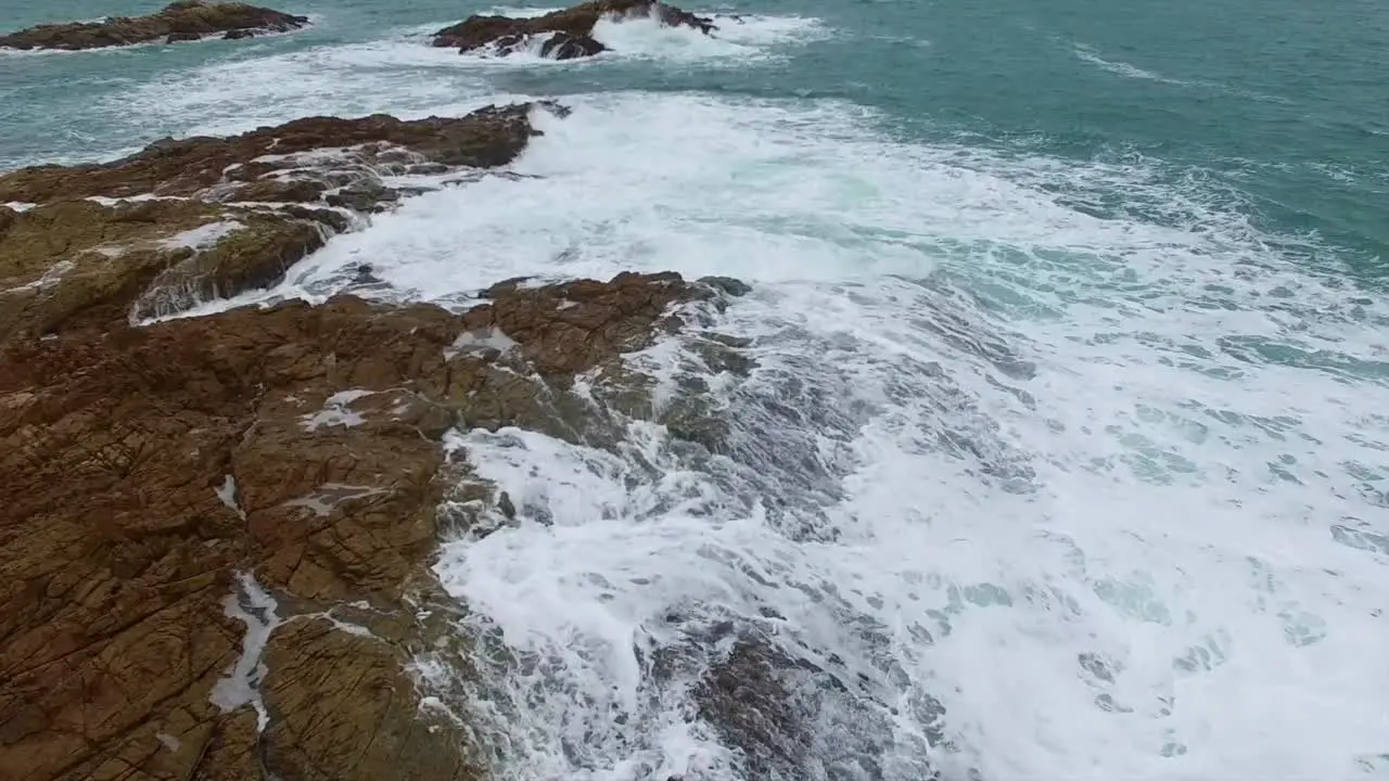 Waves Over Rocks Aerial Footage