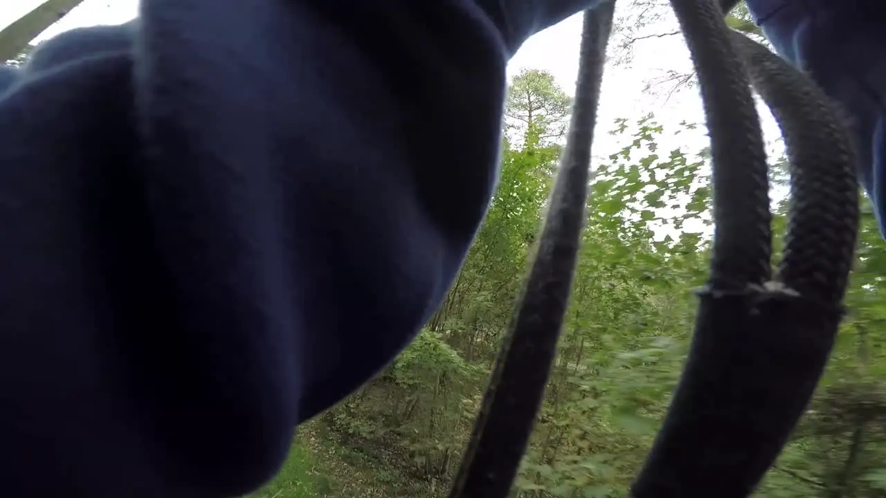 POV Zipwire Through Woodland