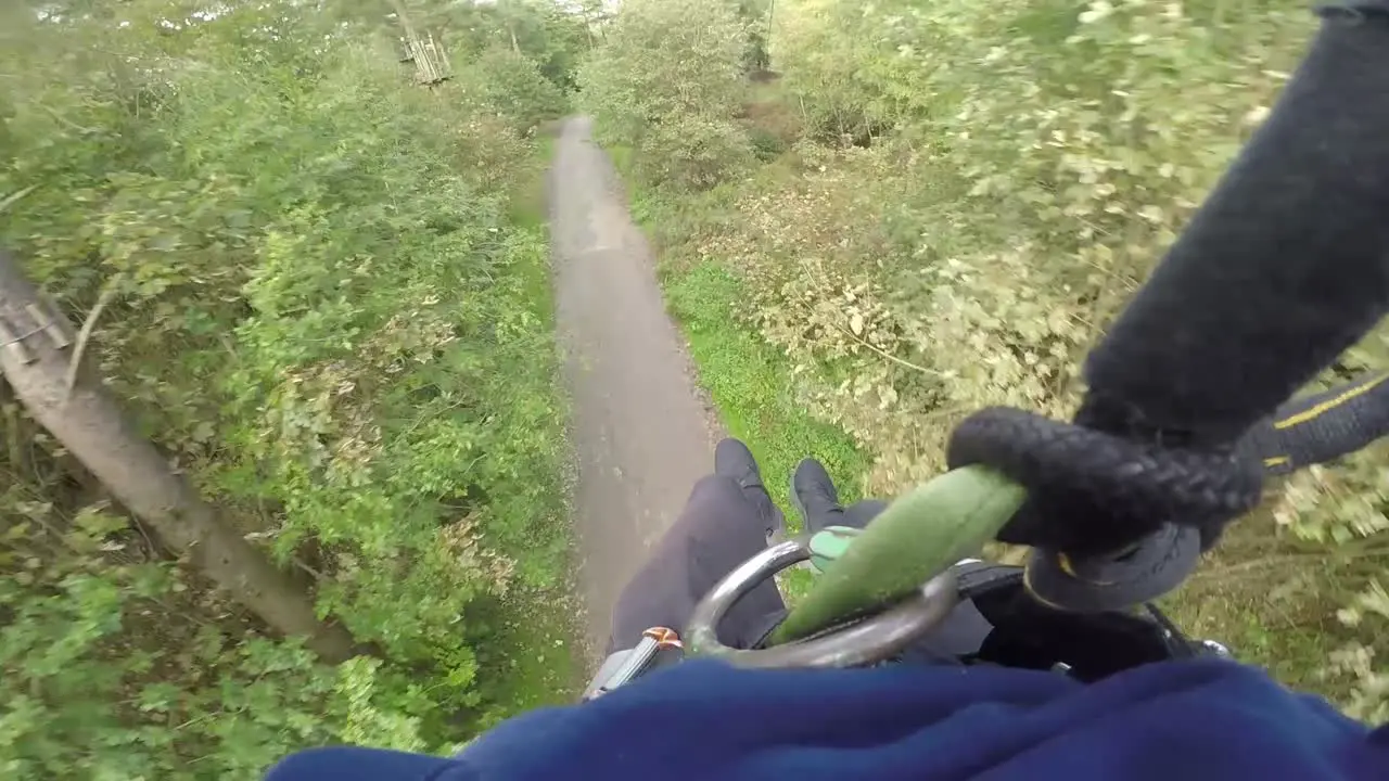 POV Zipline Through Forest