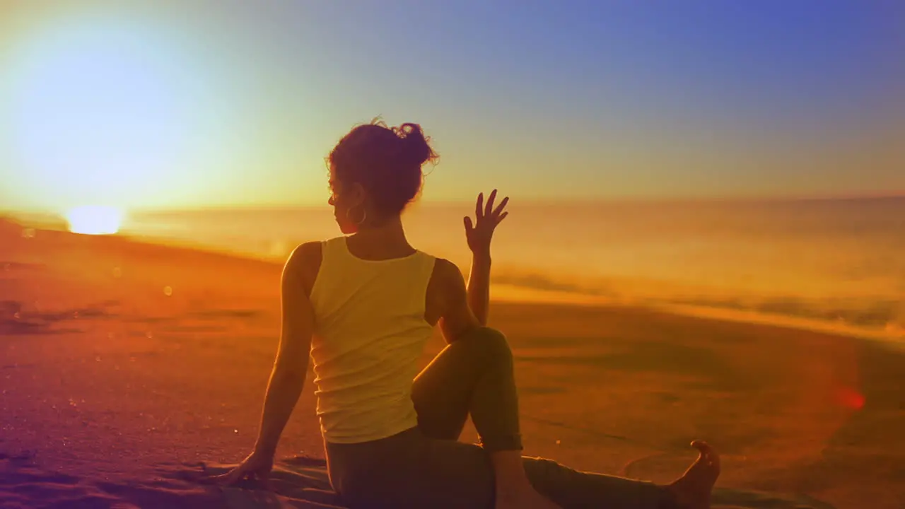 Woman Stretching on Beach 89