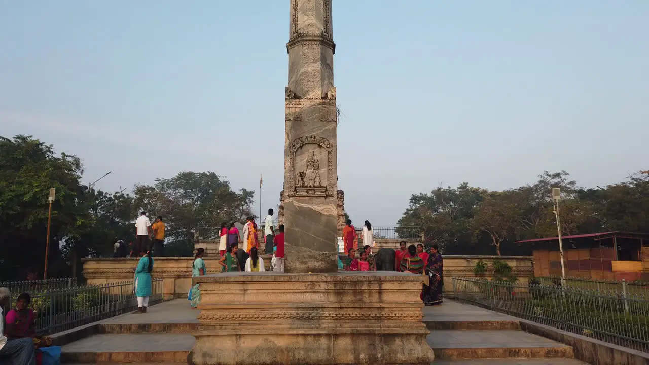 Gigantic pillar in front of monolithic statue of Bahubali