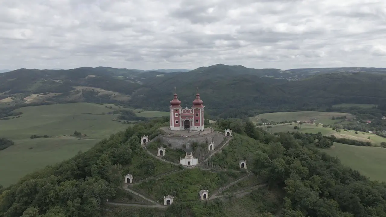 Small chapel on the top of the hill surrounded by mountains in Slovakia