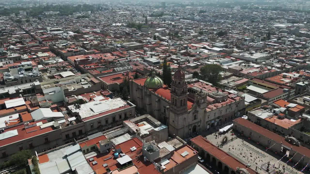 Historic center of Morelia aerial view with drone