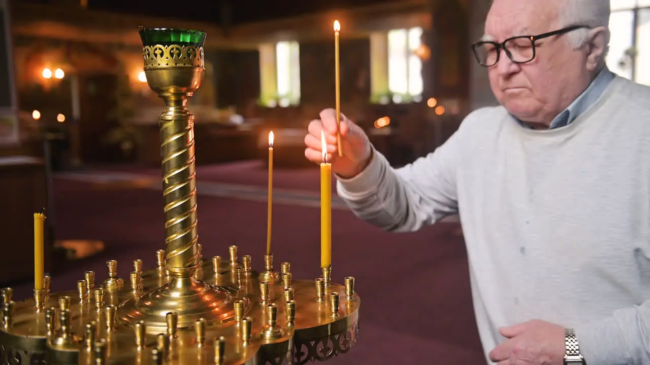 Old man in church