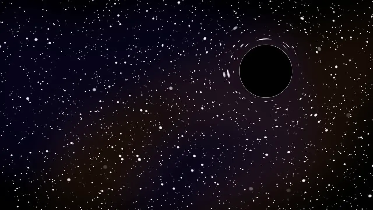 A circular black hole spinning around and warping stars in outer space