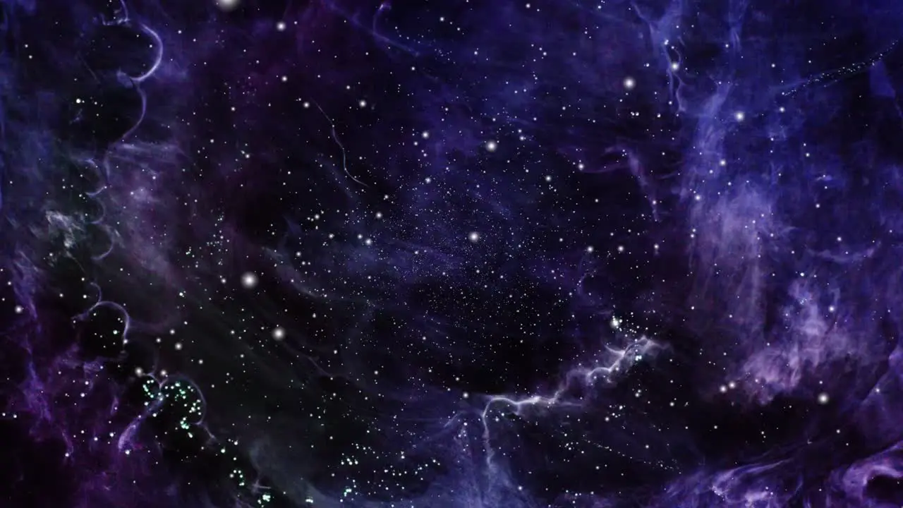 dark purple and blue nebula clouds move in the universe