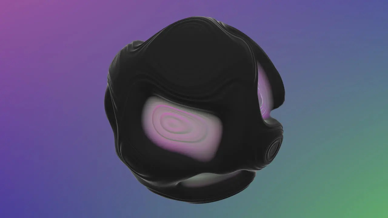 Futuristic and psychedelic black ball with waves