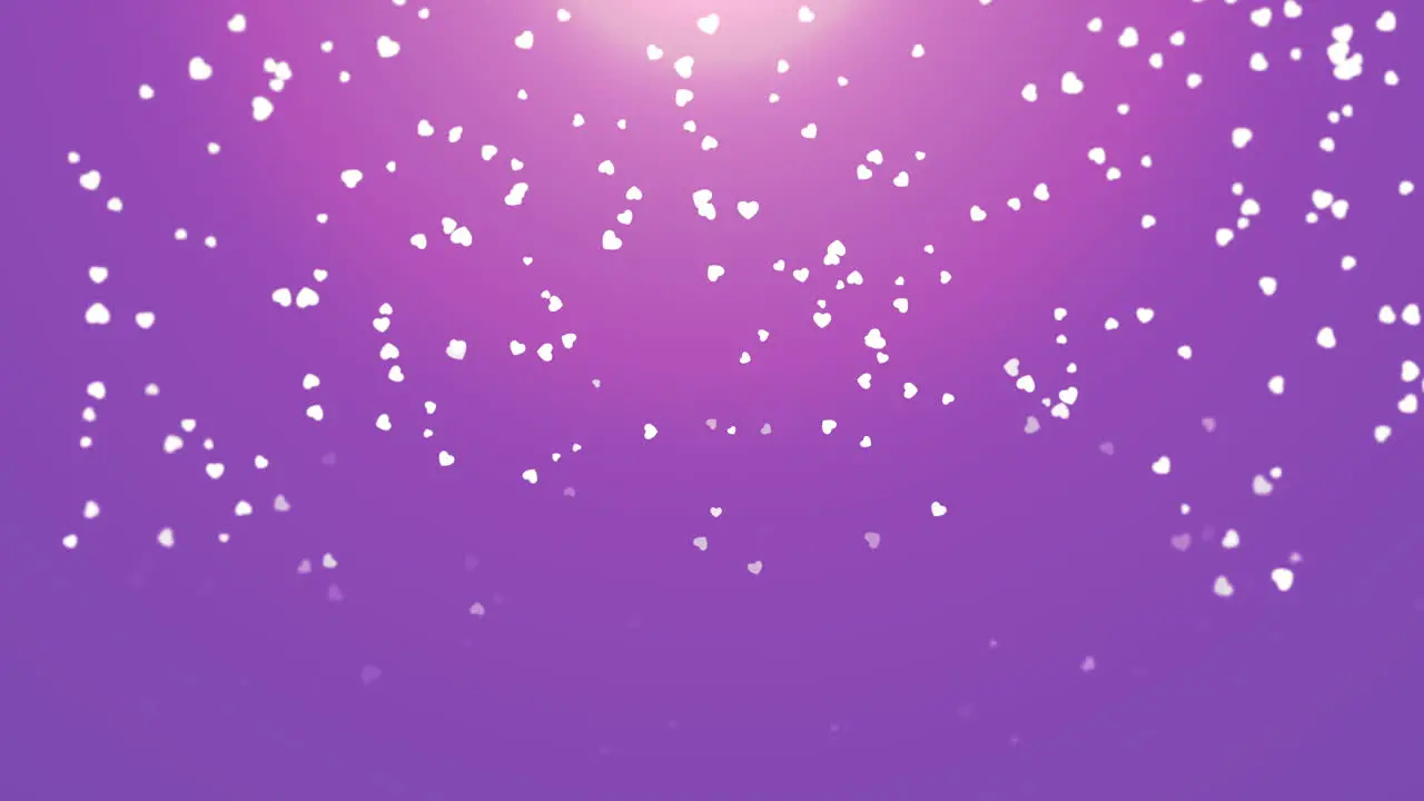 Fly small romantic hearts on purple sky