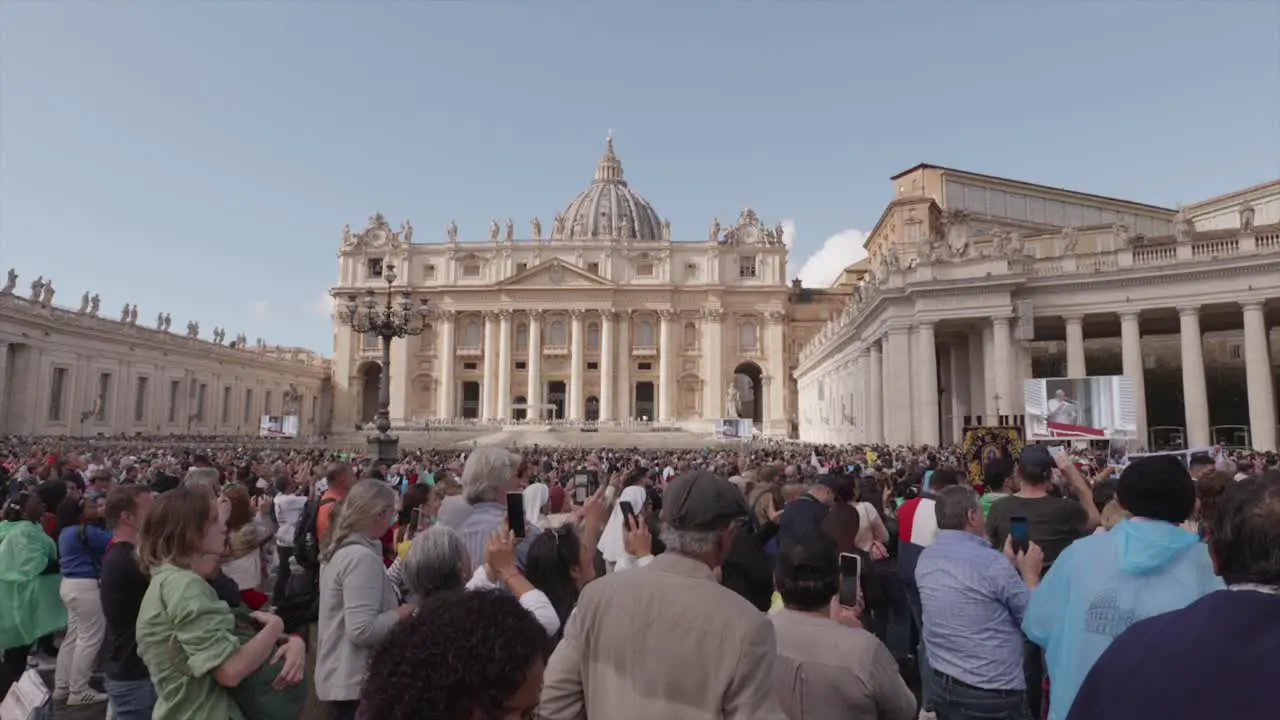 Pope Francis delivering an address in Italian at noon from Saint-Peter square in the Vatican