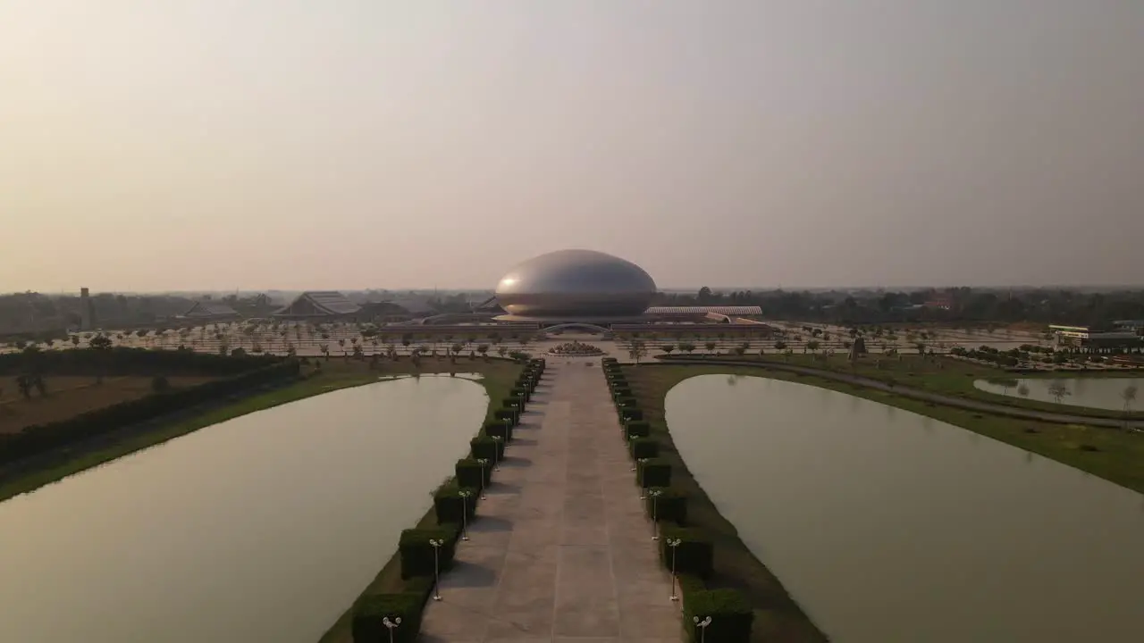 Buddha Sangdham Temple Giant Dome Buddhist Temple Saraburi Thailand 4K Drone Footage