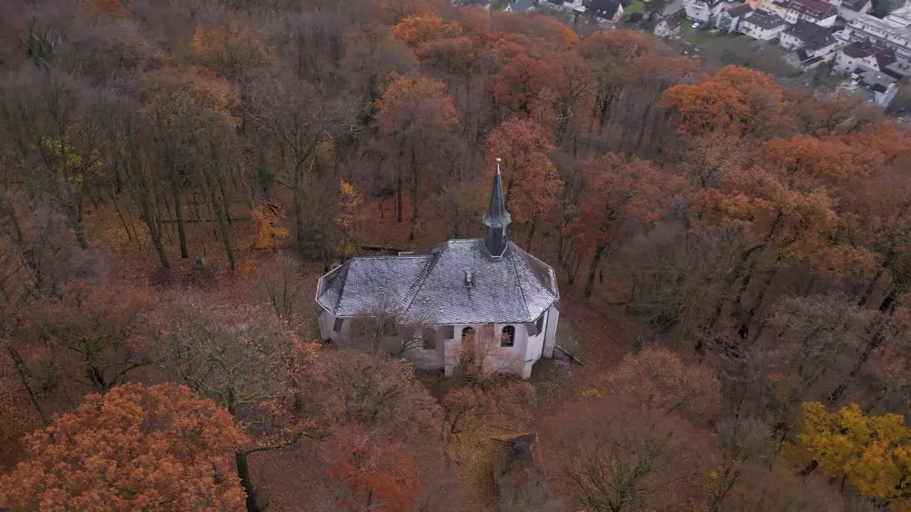 A chapel in the autumn forest