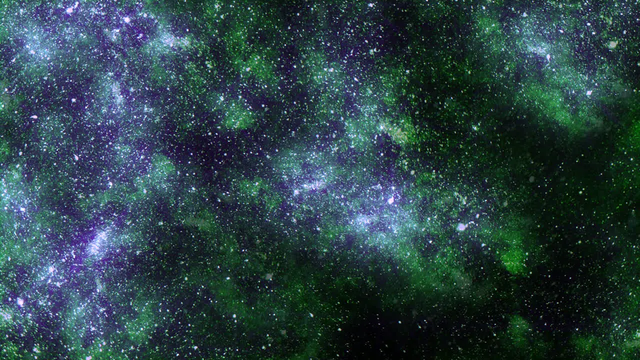 Green stars with nebula and glitters effect in dark galaxy 1